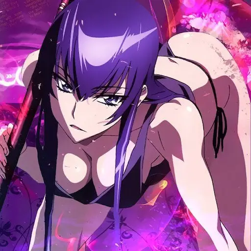 sexy Anime-Mädchen mit lila Haaren