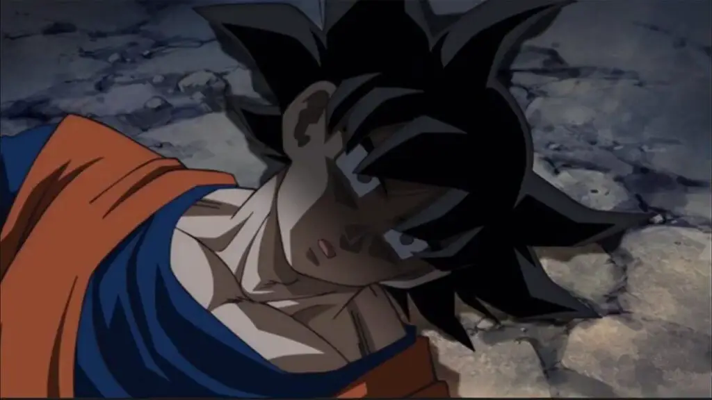 Goku temporarily dies from Hit's Flash Fist Crush-min