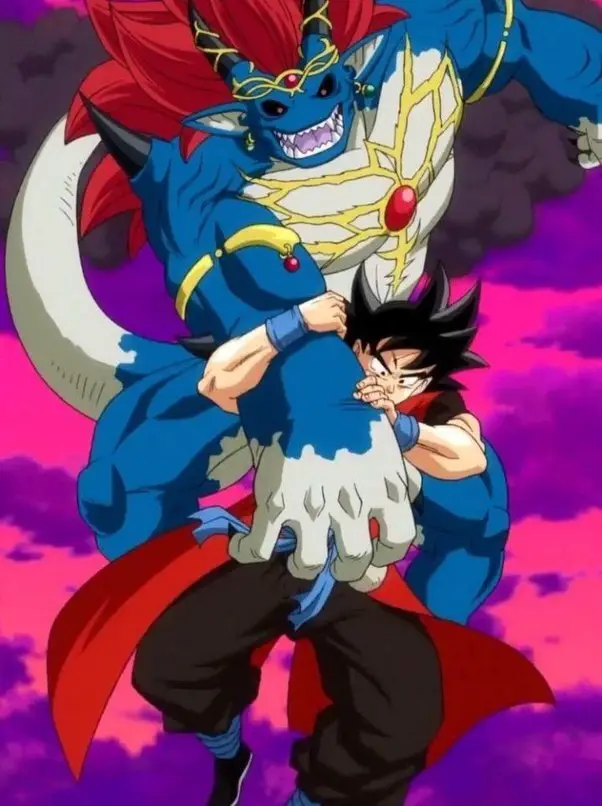 Xeno Goku hat den Dämonengott Demigra in seiner Grundform besiegt